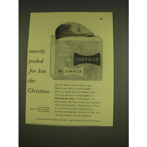 1955 Carrick Carricap de Luxe Ad - smartly packed for him this Christmas