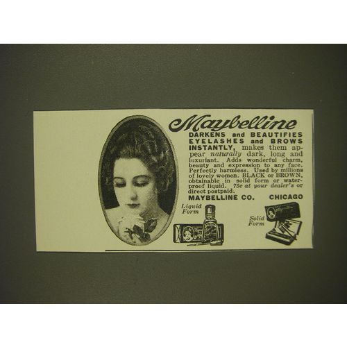 1926 Maybelline Liquid Form and Solid Form Mascara Ad - Maybelline darkens