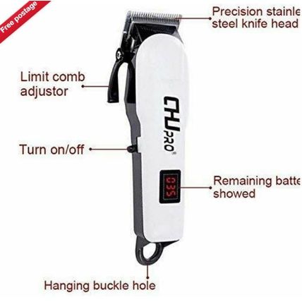 Precision Steel Cutter Head Electric Mega Taper Hair Clipper LCD USB charging UK