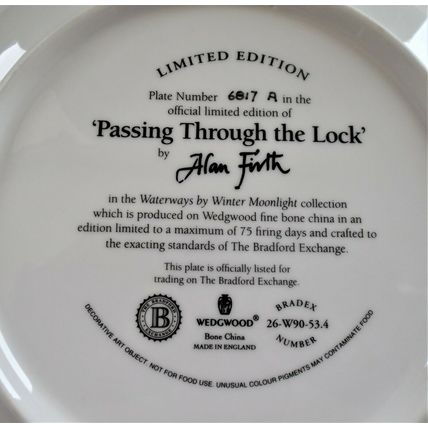 Wedgwood Waterways Winter Moonlight Passing Through the Lock Bone China Plate