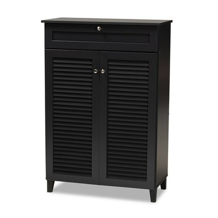 Gray Walnut White Oak Vented Shoe Storage Cabinet 45.25" Tall 4 Shelves Drawers