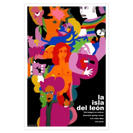 Spanish movie Poster 4 film"LION island"Nude Woman.La Isla del Leon.Psychedelic