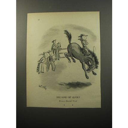 1950 Cartoon by William Steig - Dreams of Glory Bronco-Bustin' Fool