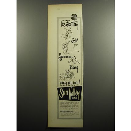 1952 Union Pacific Railroad Ad - Outdoor Ice Skating Golf Swimming Riding