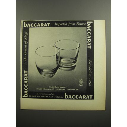 1952 Baccarat On-the-Rocks Glasses Advertisement