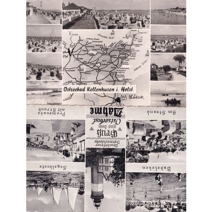 Ostseebad Kellenhusen Vintage Map 2x Real Photo German Postcard