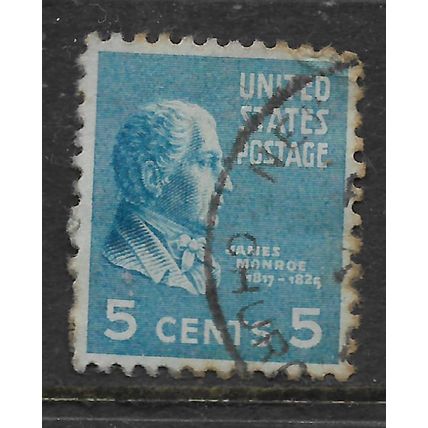 USA 1938 PRESIDENTIAL SERIES 5c LIGHT BLUE JAMES MONROE SG 806 FINE USED#