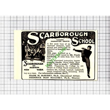 Scarborough School Hudson New York Frank McMurry Small Advert - 1929 Cutting