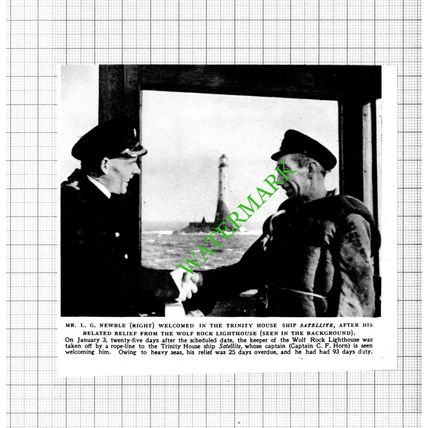Mr L G Newble Trinity House Ship Satellite Wolf Rock Lighthouse - 1953 Cutting