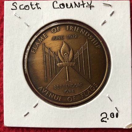 Bettendorf Iowa IA Folk Festival VI Token 1972 Scott County Avenue of Flags