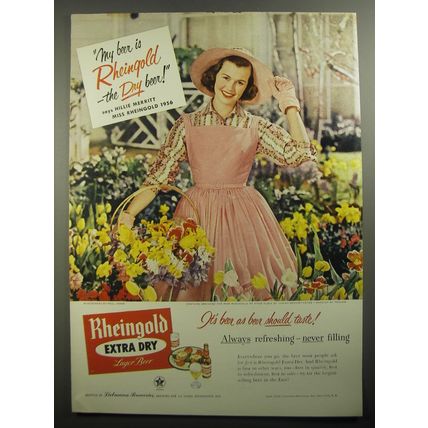 1956 Rheingold Beer Ad - My beer is Rheingold - the Dry beer! - Flower Garden