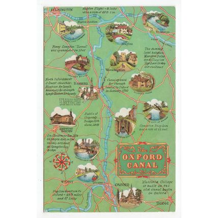 Oxford Canal Map Postcard 134