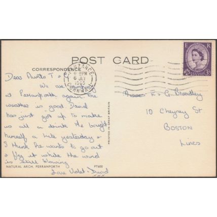 Natural Arch, Perranporth, Cornwall, 1965 - Postcard