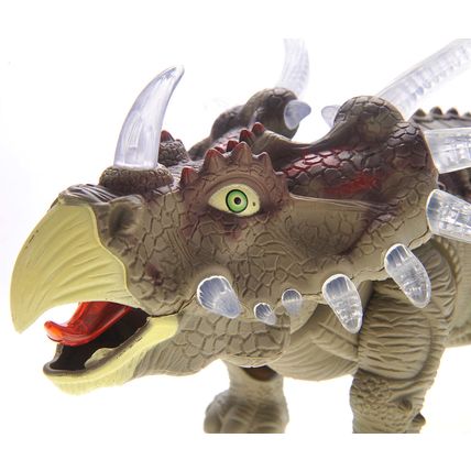 Walking Triceratops Dinosaur Toy With Lights And Sounds (Green)