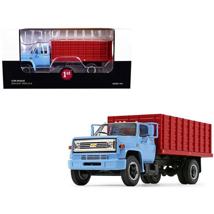 1970s Chevrolet C65 Grain Truck with Corn Load Baby Blue and Red 1/34 Diecast...