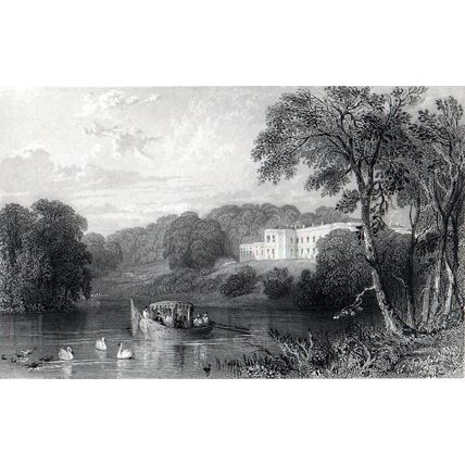 WYNYARD, SEAT OF THE MARQUESS OF LONDONDERRY, DURHAM 1842 ANTIQUE ENGRAVING
