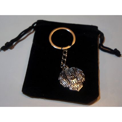 SPANIEL DOG KEY RING WITH KEY CHAIN & VELVET GIFT BAG