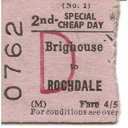 B.T.C. Edmondson Ticket - Brighouse to Rochdale
