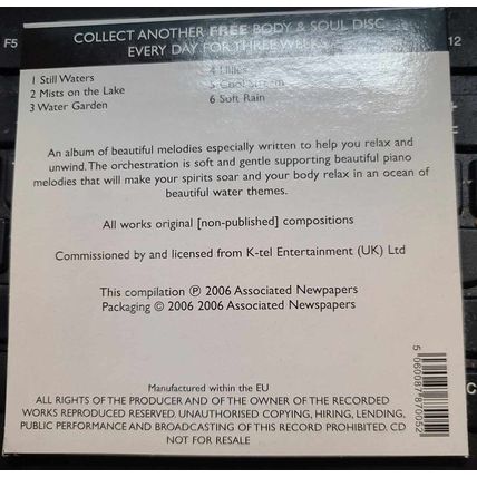 Tranquil Waters CD Promo The Mail Music CD Body & Soul Collection