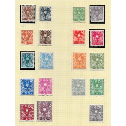AUSTRIA MH & MNH SELECTION PRE WAR STAMPS 112 COUNT NEWSPAPER AIRS ARMS ARTS ETC