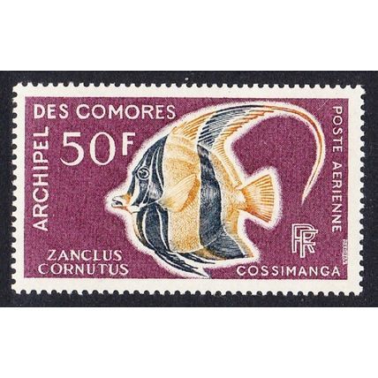 Comoro Is. Moorish Idol Fish 'Zanclus cornutus' 50f 1968 MNH SG#71 MI#90 Sc#C23