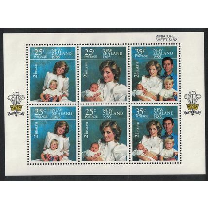 New Zealand Princess of Wales and Prince William Royal Family MS 1985 MNH