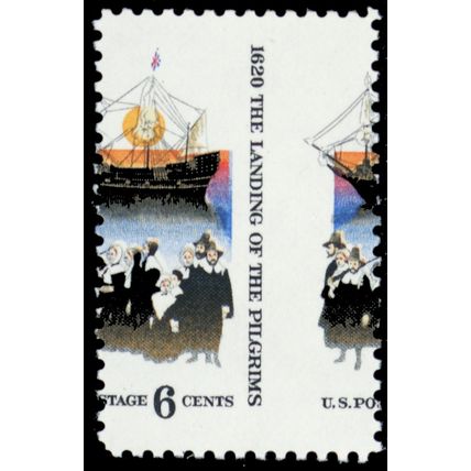 1420, Fantastic Misperf Freak Error Mint NH 6¢ Mayflower * Stuart Katz