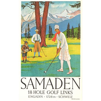 Samaden 18 Hole Golf Course Links Switzerland in 1933 Poster Postcard