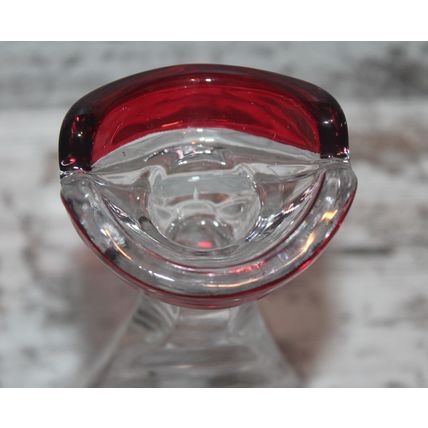VTG CANDLE STICK HOLDER ANNA HUTTE BLEIKRISTALL RUBY LEADED CRYSTAL GERMANY