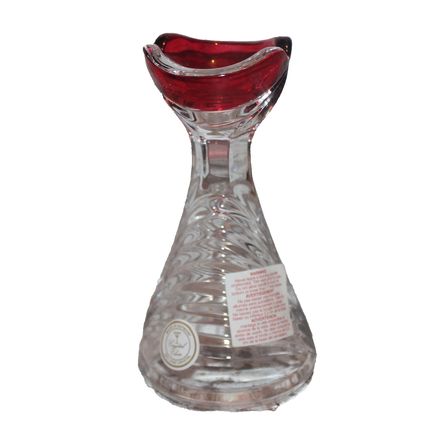 VTG CANDLE STICK HOLDER ANNA HUTTE BLEIKRISTALL RUBY LEADED CRYSTAL GERMANY
