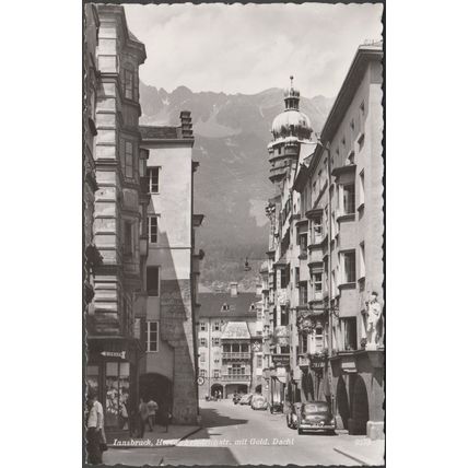 Herzog-Friedrichstraße, mit Goldenes Dachl, Innsbruck, c.1950s - TKV Foto-AK