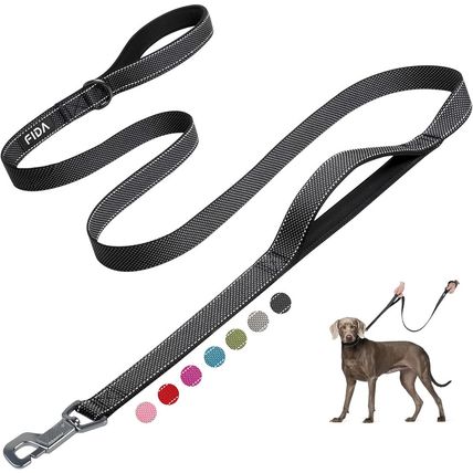 Fida 6 FT Heavy Duty Dog Leash with 2 Comfortable Padded Handles, Traffic Handle