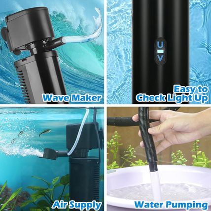 Aquarium Filter for 40-150 Gallon Tank, U-V Fish Tank Green Clean Machine Submer