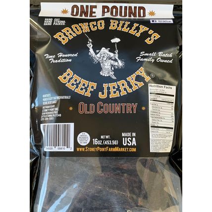 Bronco Billy'S Beef Jerky Hickory Smoked Old Country One Pound Resealable Bag