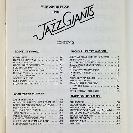 The Genius of Jazz Giants: Piano Solos Sheet Music Book 1 Paperback