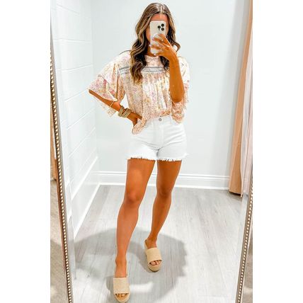 Multicolor Floral Print Wide Ruffle Sleeves Blouse