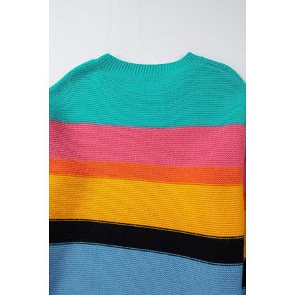 Yellow Colorblock Mixed Textured Drop Shoulder Sweater