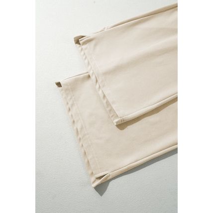 Apricot Loop Drawstring Casual Wide Leg Pants