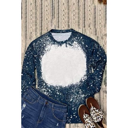 Navy Tie-dyed Crew Neck Pullover Sweatshirt