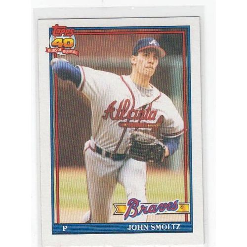 1991 Topps John Smoltz baseball card #157 – HOF - Braves