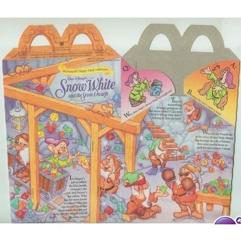 1993 McDonalds Disney's Snow White Diamond Mine Happy Meal Box