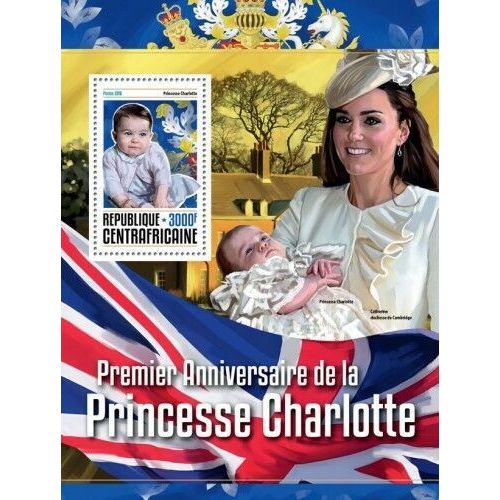 CENTRAL AFRICA 2016 SHEET MNH PRINCESS CHARLOTTE QUEEN ELIZABETH ROYALTY 4A