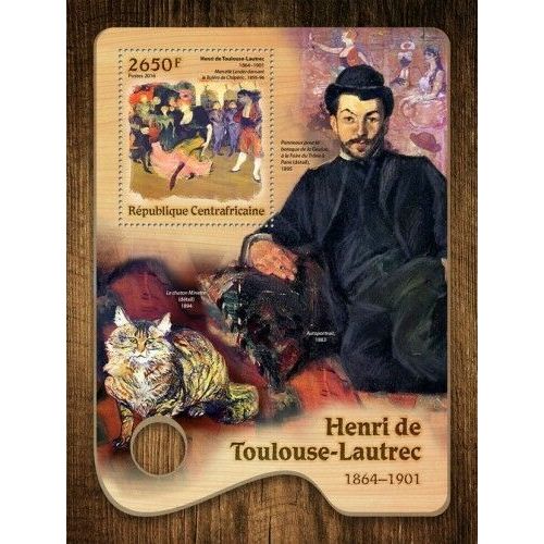 CENTRAL AFRICA 2016 SHEET MNH TOULOUSE LAUTREC ART PAINTINGS ARTE PINTURAS 5A
