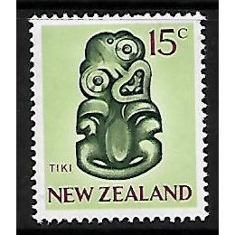 NEW ZEALAND 1968 15c APPLE GREEN TIKI SG 874 M / MINT