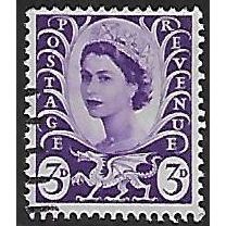 SG W1: 3d. deep lilac Wales Regional Stamp: Queen Elizabeth II