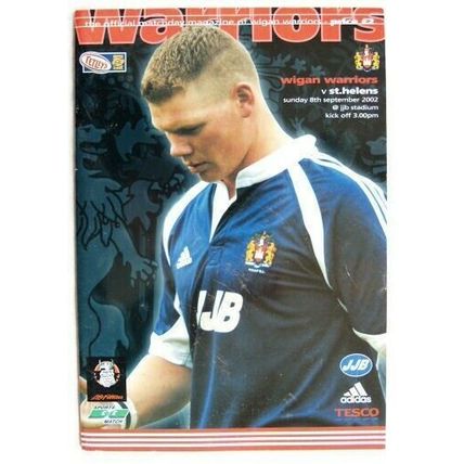 2002 programme Wigan Warriors v. St. Helens, 8/9