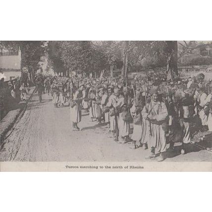 Turcos Turks Marching North Of Rheims French Antique Photo War Military Postcard