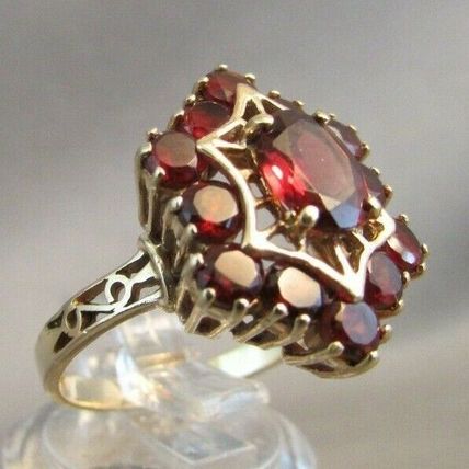 ANTIQUE 10K YELLOW GOLD NATURAL GARNET CLUSTER RING 1.99 TCW SIZE 6.5 STUNNING