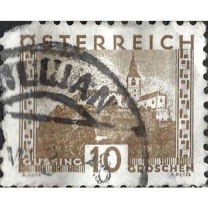AUSTRIA, Landscape, Gussing Castle, Burgenland, small, brown 1932, 10gr, #2