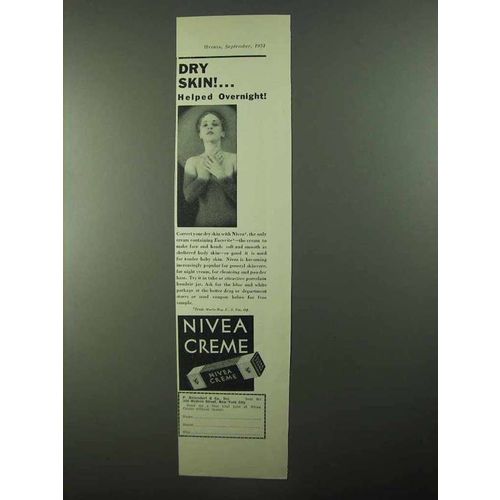 1931 Nivea Creme Ad - Dry Skin Helped Overnight